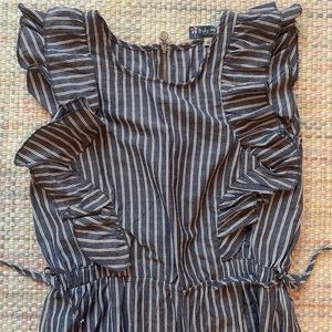 truly me dark blue/white striped romper in size 14